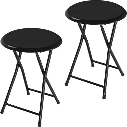 Lavish Home Folding Bar Stool | Set of 2 Heavy-Duty 18-Inch Stools with Padded Seats - 225lb Capacity (Black)