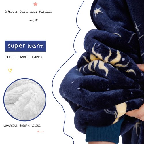 Aemilas Wearable Blanket Hoodie - Cozy Sherpa Blankets Sweatshirt Gifts For Women Men, Warm Fuzzy Hooded Blanket With Giant Pocket(Star)