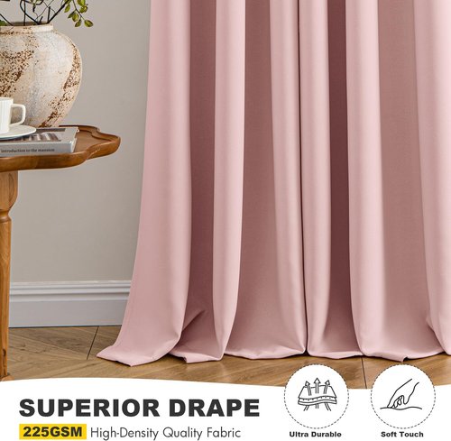 MIULEE Baby Pink Blackout Curtains - Thermal Insulated Room Darkening Drapes | 84 Inch Long, 2 Panels
