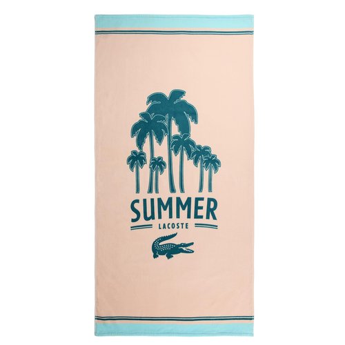 Lacoste 100% Cotton Large Beach Towel, Ultra-Absorbent & Fast-Drying, Machine Washable, Palm Tree Beach, 36" W x 72" L