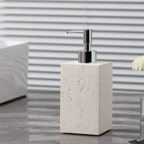 WUUAHOME Soap Dispenser 420ML 14OZ, 2pcs Luxurious Hand Dish Soap Dispenser Set, Refillable Lotion Bottle with Rustproof Pump for Bathroom Countertop Kitchen Sink (Off White)