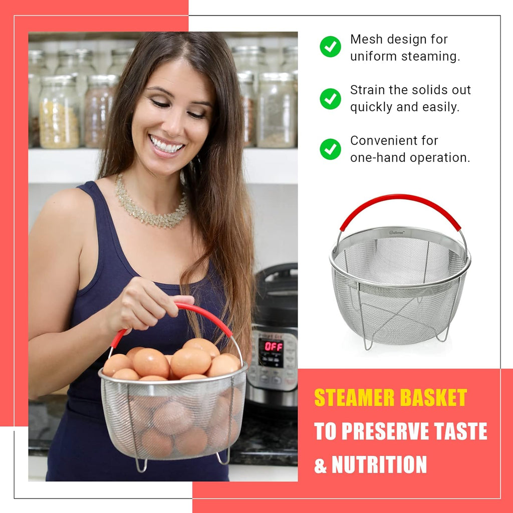 Salbree Steamer Basket - Stainless Steel Strainer for 3 Qt Instant Pot | Fits 6 Qt & 8 Qt Models