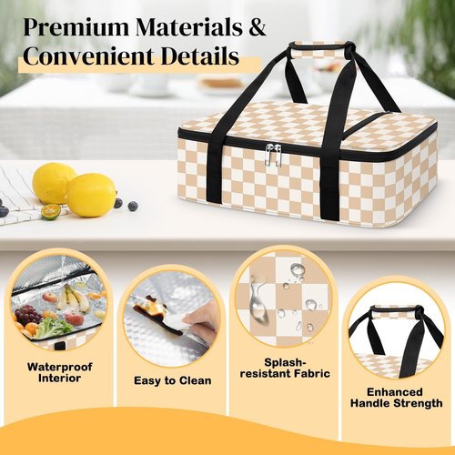 Coobiiya Insulated Casserole Carrier - Keeps Food Hot or Cold | Portable Tote Bag for 9" x 13" Dishes