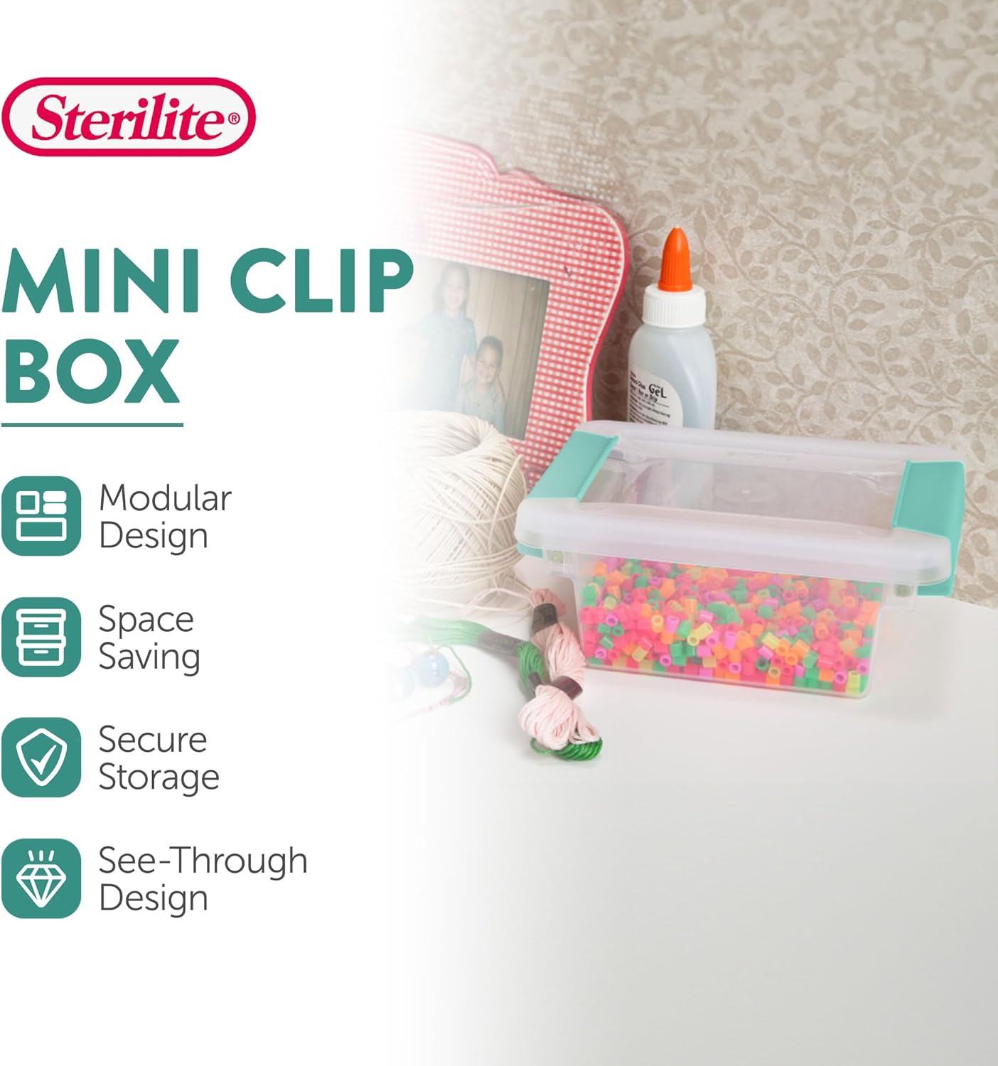 Sterilite 24-Pack Clip Box | Stackable Clear Plastic Storage Bins with Latching Lids - Ideal for Arts, Crafts, and Office Organization