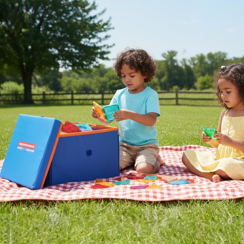 NEOFORMERS Magnetic Tiles Storage Bag - Water Resistant Toy Carry Case for Kids, Durable Oxford Cloth Organizer for Playroom, Classroom, and Home