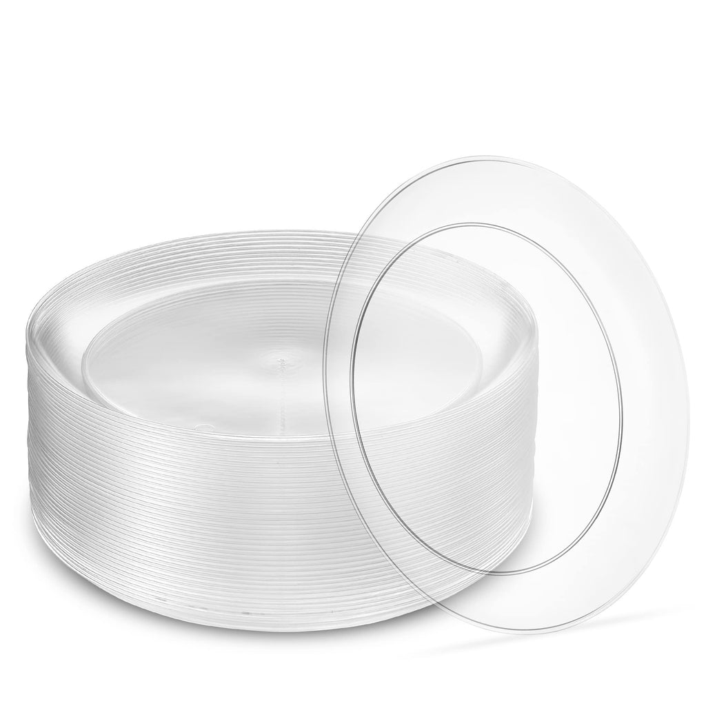 [9'' 240 Pack] 9'' inch Premium Heavy Weight Crystal Clear Classy Disposable hard Plastic Entree plates
