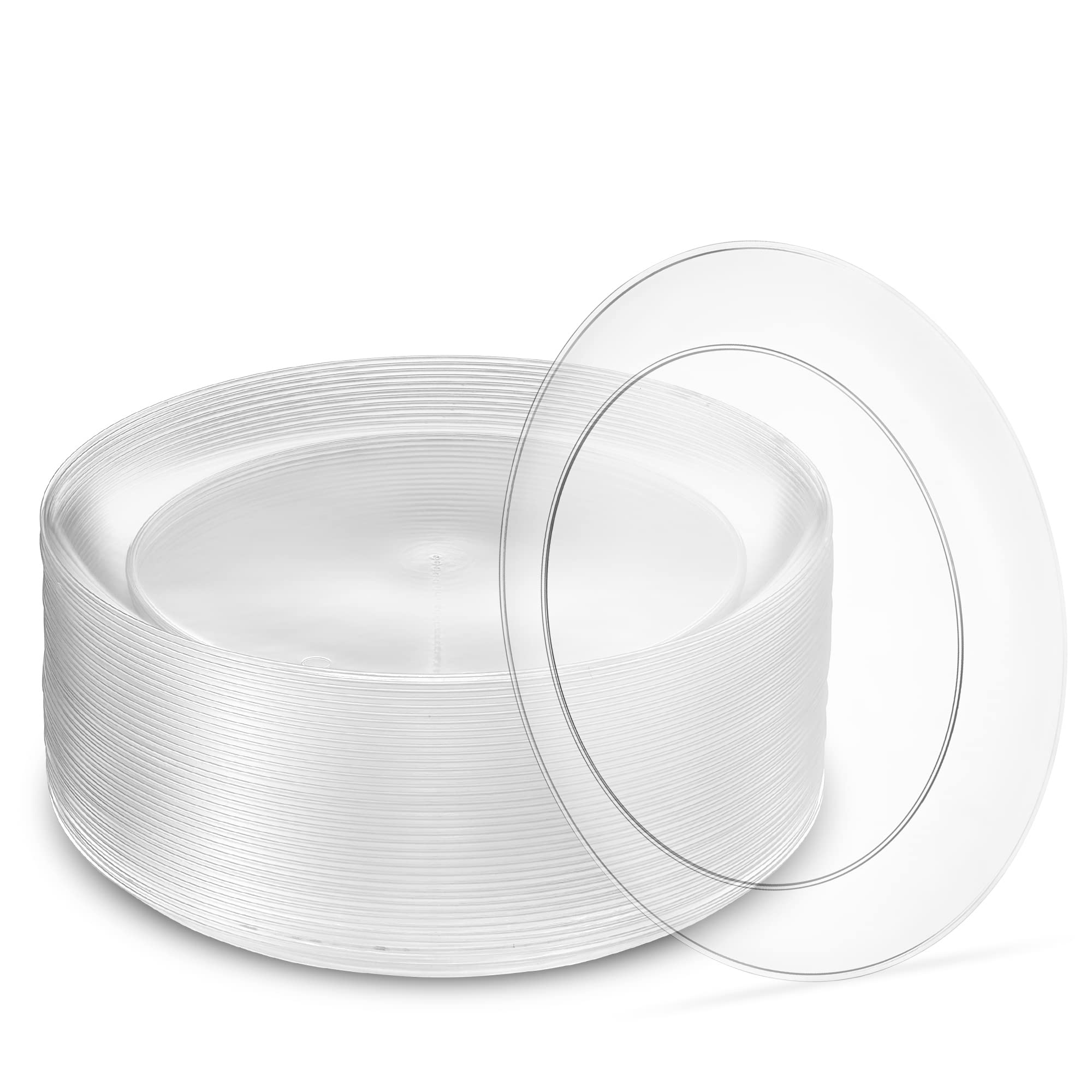 [9'' 240 Pack] 9'' inch Premium Heavy Weight Crystal Clear Classy Disposable hard Plastic Entree plates