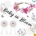 Ceenna Wildflower Baby Shower Decorations Baby in Bloom Floral Mom to Be Sash and Dad to Be Pin Flower Crown for Gender Reveals Shower Party Favors Pregnancy Mommy Dress Gift