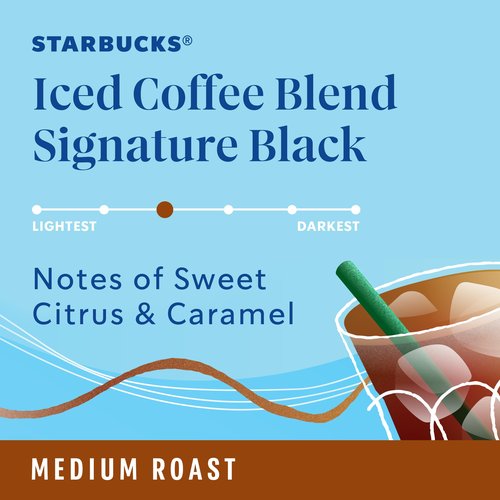 Starbucks K-Cup Pods, Medium Roast Iced Blend, Signature Black for Keurig Makers, 100% Arabica, 1 Box (10 ct)