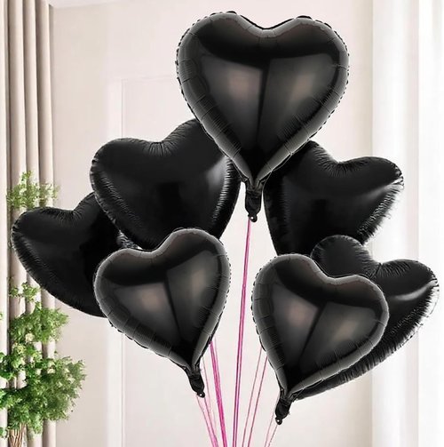 Black Heart Balloons - 18 Inch Romantic Foil Balloons | 12PCS for Weddings, Graduations & Anniversaries