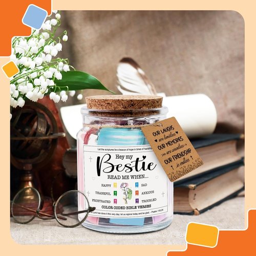NewEleven Easter Gifts for Best Friends - Inspirational Bible Verse Jar | Perfect Birthday Present for Her or Him