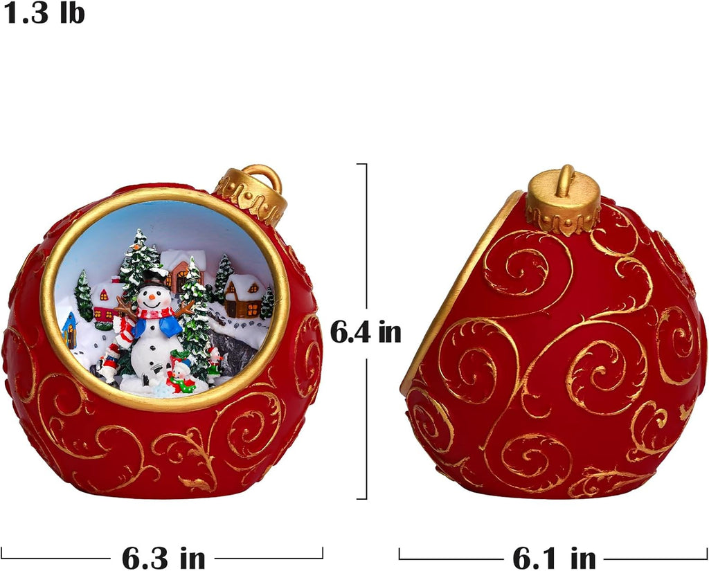 Priddop Christmas Village Scene - Animated Rotating Snowman with LED Lights & Music | USB/Battery Collectible Figurine