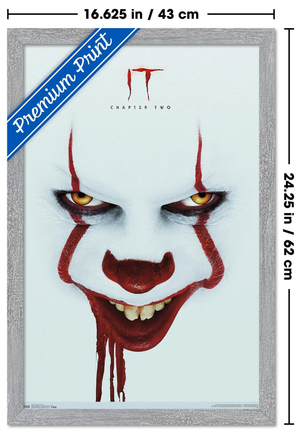 IT: Chapter 2 - Smile One Sheet Wall Poster, 22.4L" x 14.7W", Gray Framed Version