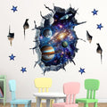 Mfault Outer Space 3D Broken Wall Decals Stickers, Universe Galaxy Planets Stars Nursery Decorations Kids Bedroom Art, Solar System Baby Boys Toddlers Playroom Home Decor