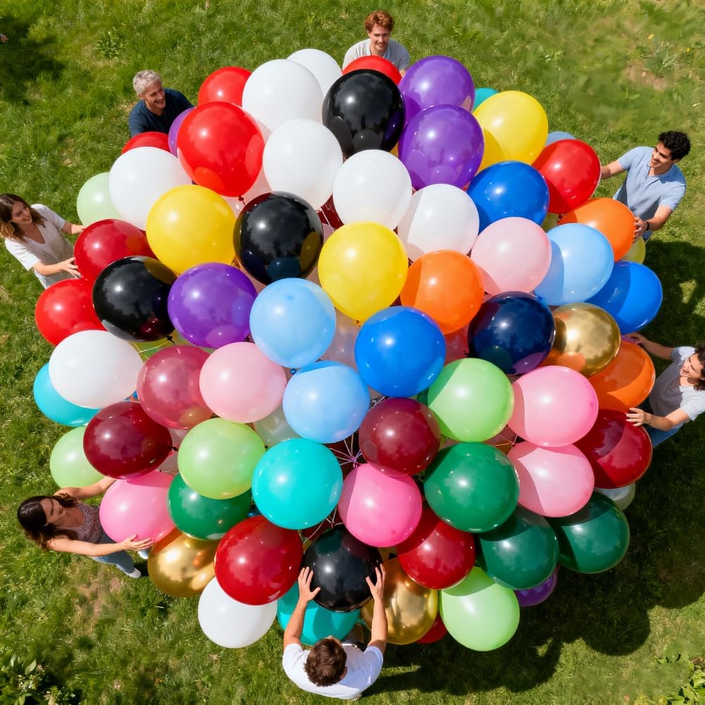 Rainbow Balloons by [Brand Name] - 100 Pcs Assorted 18-Inch Latex Balloons for Parties & Celebrations