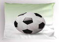 Ambesonne Sports Pillow Sham, Vector Image of Football Soccer Ball Artwork with Green Ombre Background Image, Decorative Standard Size Printed Pillowcase, 26" X 20", Black White