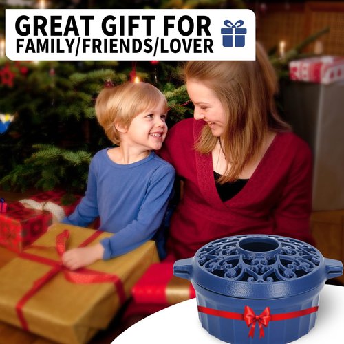 Wood Stove Steamer-Fireplace Humidifier,Cast Iron Humidifier for Stove, Matte Black Finish, Rust Resistant, Lattice Top, 2.5 Quart Capacity,Wood Burning Stove Indoor Decorative.Blue