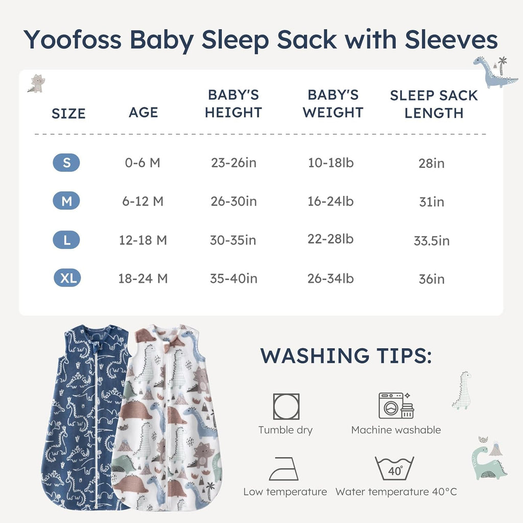 Yoofoss Baby Sleep Sack | 1.5 Tog Fleece Wearable Blanket for 0-6 Months | Soft & Lightweight