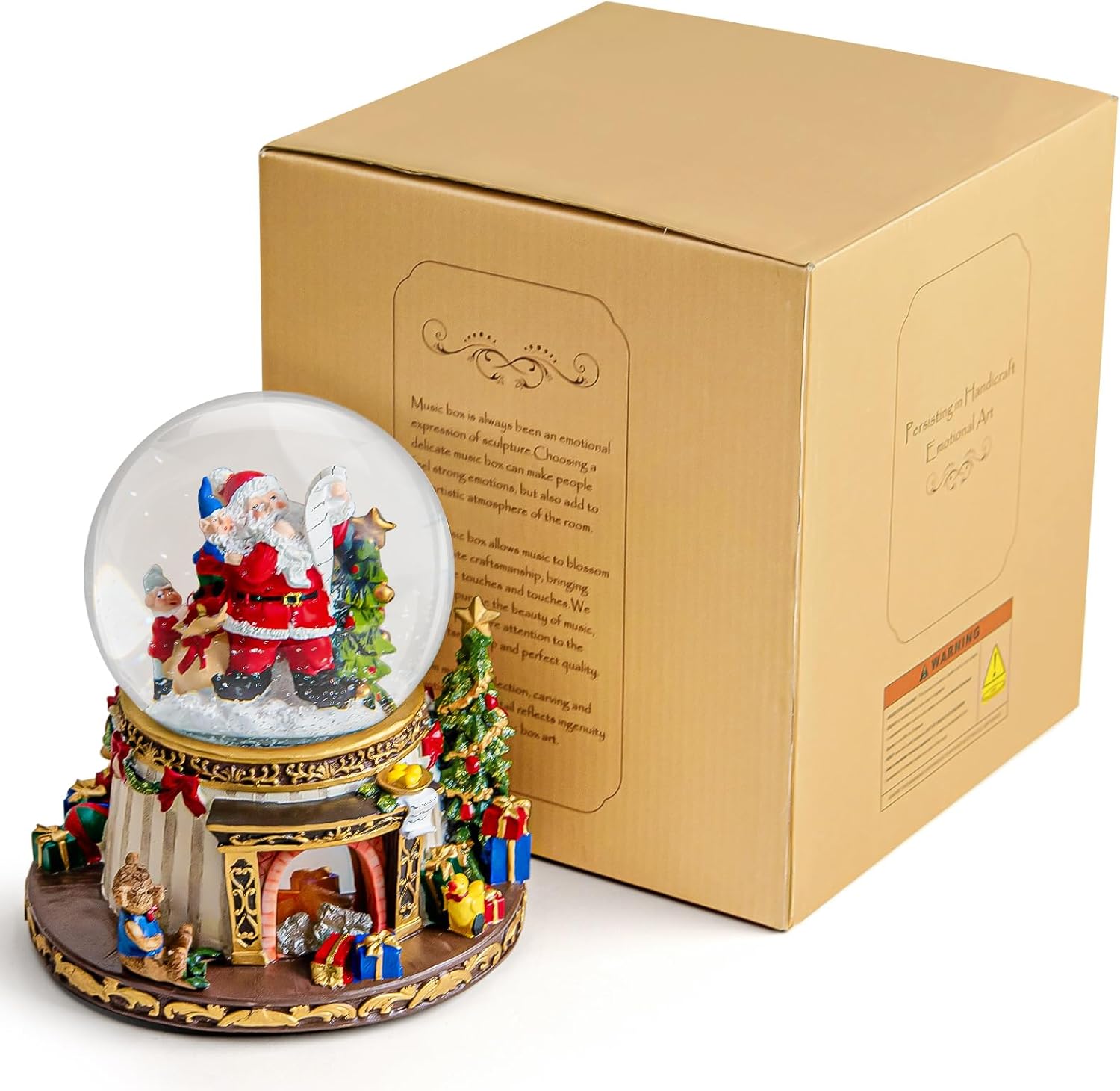 **Regine Switzerland Musical Snow Globe - Santa Claus Fireplace with Automatic Snowfall & Music | 8 Classic Christmas Tunes**