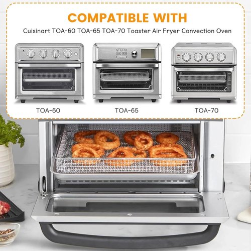 Cuisinart Air Fryer Accessories - 2 Pack Basket Tray Set with 12.2"x11" Stainless Steel Baking Sheet for Perfect BBQ Cooking