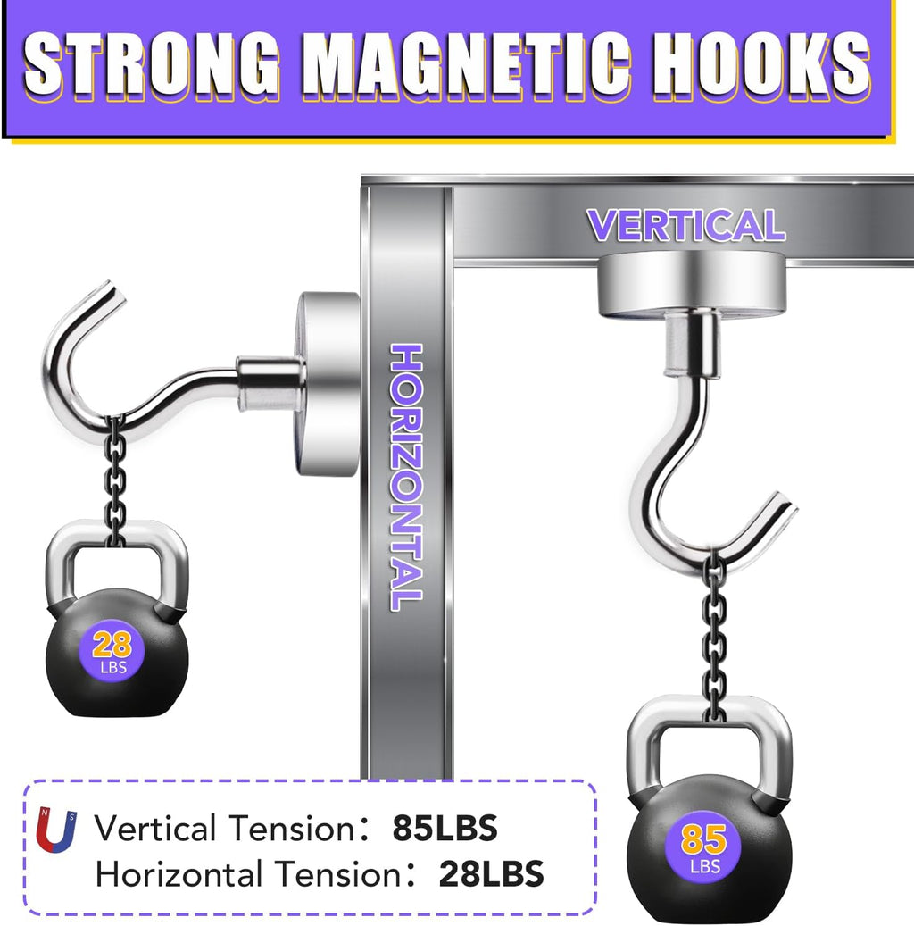 TRYMAG Strong Magnetic Hooks - Super Heavy Duty 6 Pack for Cruise Cabins, Kitchen & Storage