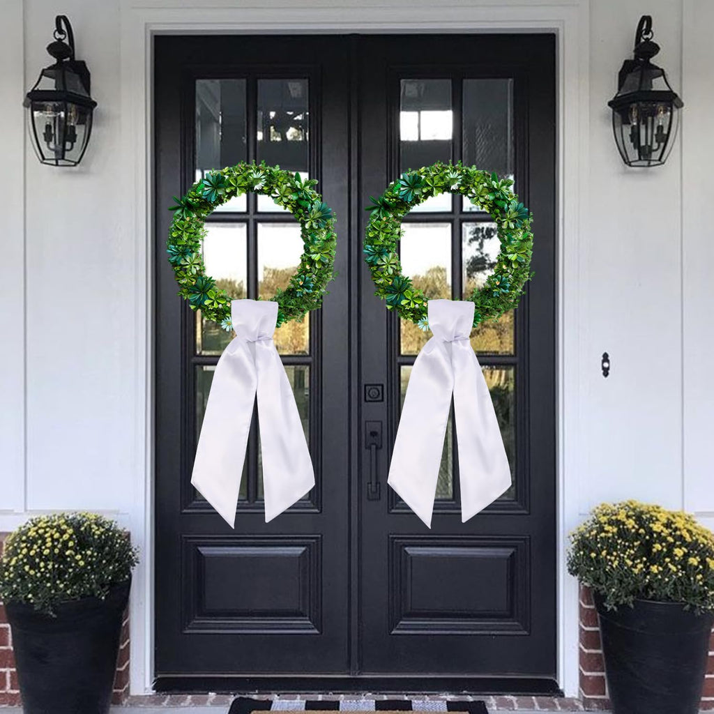 Skiennix 2 Pack Wreath Sash - Blank White Sash for Monogram Embroidery | 5'' W x 54'' L Decor