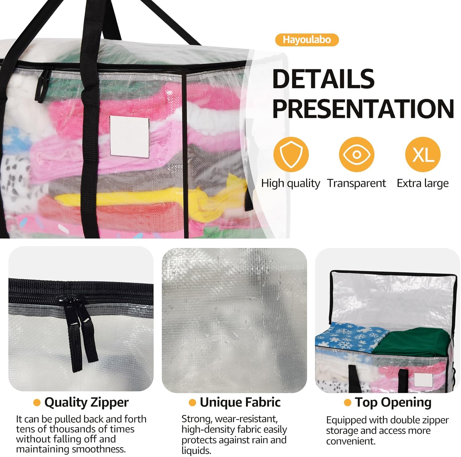 Skiennix Heavy-Duty Moving Bags - Extra Large Clear Storage Bins with Lids | 6 Pack for Clothes