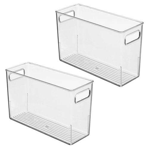 iDesign Tall Plastic Storage Bin with Handles for Fridge or Freezer - Set of 2 - Clear - Made in USA
