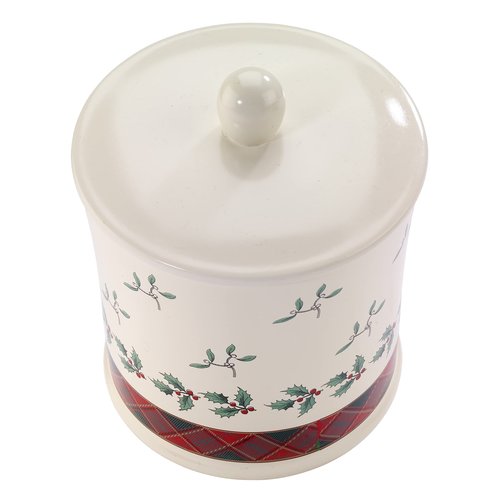 Spode - Covered Jar, Guest Bathroom Essentials, Holiday Home Decor (Spode Christmas Tree Tartan Collection)