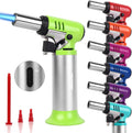 TBTeek Butane Torch - One-Hand Operation Kitchen Torch with Adjustable Flame for Grilling & Baking - Green
