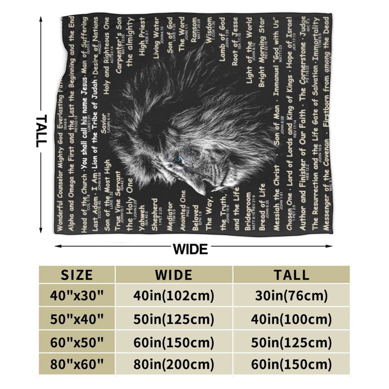 Bible Verse Blanket Christian Gifts (50x40inch)- Religious Throw Blanket Soft Lightweight Cozy Plush Warm Lion Blankets for Women Men