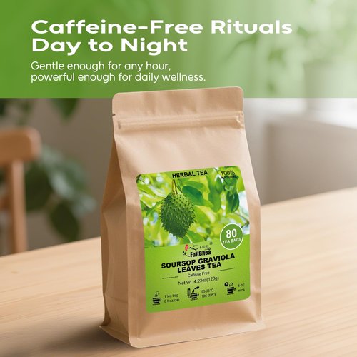 FullChea - Soursop Leaves Tea Bags, 80 Counts - Premium Hojas De Guanabana Tea - Non-GMO - Caffeine-free - Improve Digestion, Support Skin & Sleep