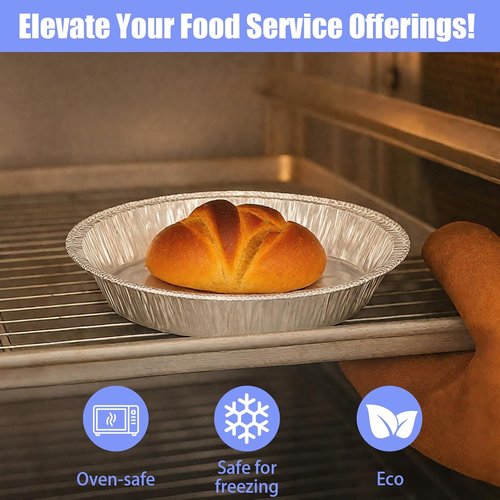 60 Pcs Round Foil Pans | Aluminum Baking & Roasting Containers - Freezer & Oven Safe