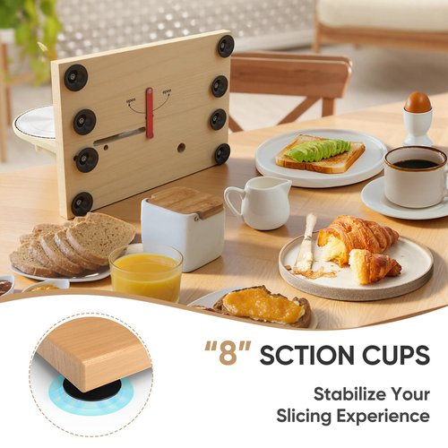 Manual Bread Slicer for Homemade Sourdough Bread, Hand Crank Bread Slicer With Scale Line, Suction Cup and Protective Cover, Adjustable Thickness
