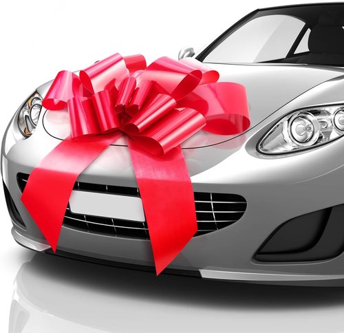 Mifflin-USA Big Car Bow - Matte Red 30 Inch Gift Bow | Giant Birthday & Christmas Car Decor with Suction Cups
