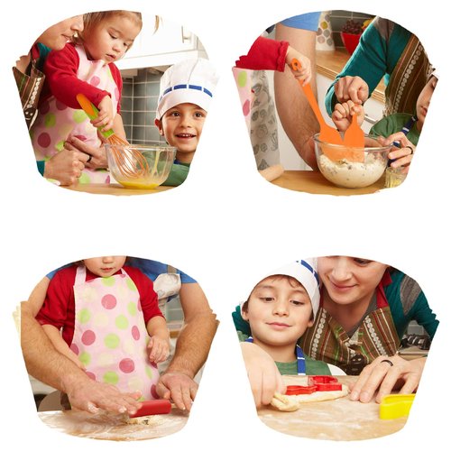 TOSSOW Kids Baking Tools Set Cupcake Pop Maker with Rolling Pin,Muffin cups,Measuring Spoons,Cooking Baking Supplies 28-Piece Kids Baking Kits
