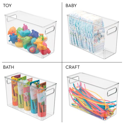iDesign Tall Plastic Storage Bin with Handles for Fridge or Freezer - Set of 2 - Clear - Made in USA