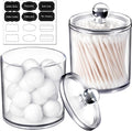SheeChung Clear Acrylic Qtip Holder - Shatterproof Bathroom Organizer Jars | Minimalist Cotton Swab Canisters