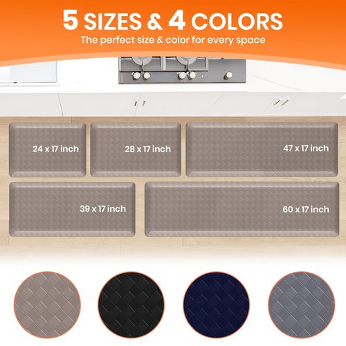 TranquilMoments 4/5 Inch Extra Thick Kitchen Mats for Floor,Non Slip Anti Fatigue Kitchen Rugs,Waterproof Stain Resistant Sink Mat,Cushioned Standing and Comfort Mats for Office (17"x60" Khaki)