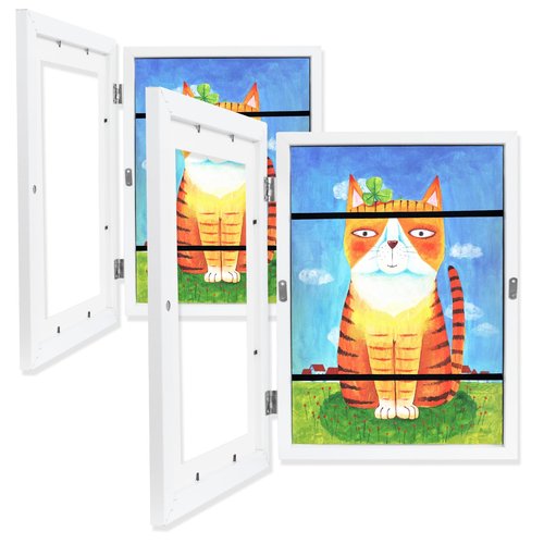MammyGol 2-Pack Kids Art Frames in White, Picture Frame Displays 8.5x11 without Mat, Front Opening Kids Artwork Frames Changeable, Storage Frame for Wall Tabletop, Holds 50-150 Pcs