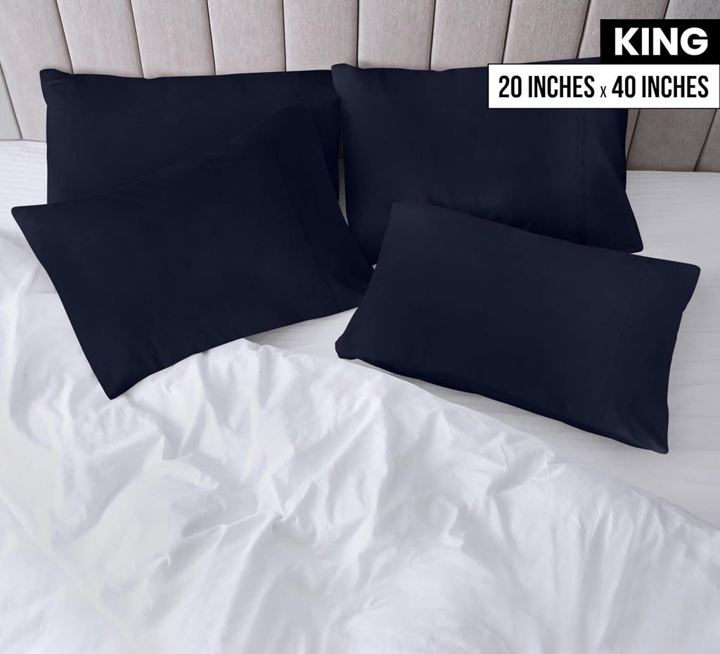 Utopia Bedding King Pillow Cases - Soft Brushed Microfiber - 12 Pack, 20 X 40 Inches, Navy