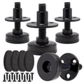 NEWBYTEK Furniture Leveling Feet Heavy Duty, Adjustable Furniture Feet Levelers Screw on Heavy Duty Desk/Chair/Cabinet/Dresser/Bench Leg Leveler, Round T-Nut Kit 3/8”-16 Thread (4 Pack, Black)