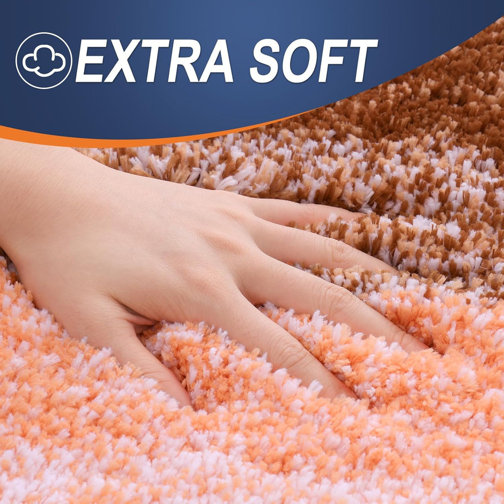 OLANLY Extra Soft Microfiber Bathroom Rug Mat - Quick Dry, Machine Washable, 24x16, Orange