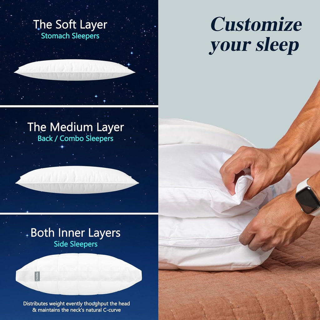 Skiennix King Size Cooling Adjustable Pillows - Luxury Hotel Collection | Soft & Firm for All Sleepers