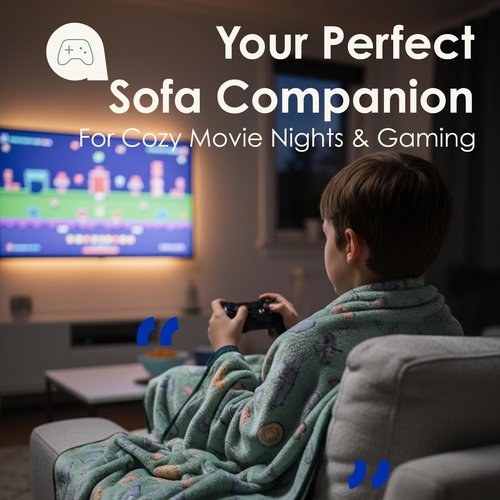 Glow in The Dark Gaming Throw Blanket for Kids, Ultra-Soft Fleece Gamer Blanket with Glow Dark Icons, Cozy Lightweight Flannel Blanket for Boys Girls Bedroom, Couch & Travel (Green, 50”x60”)