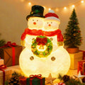 Snowman Couple Figurines - Charming Resin Christmas Decorations | Festive Tabletop Home Decor