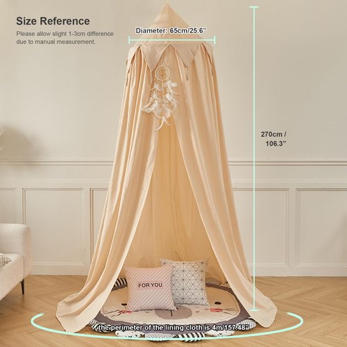 THREENTDAY Bed Canopy for Kids, Girls Bed Curtain Bed Room Decor Hanging House Castle Reading Nook Dreamy Canopy(Light Yellow)