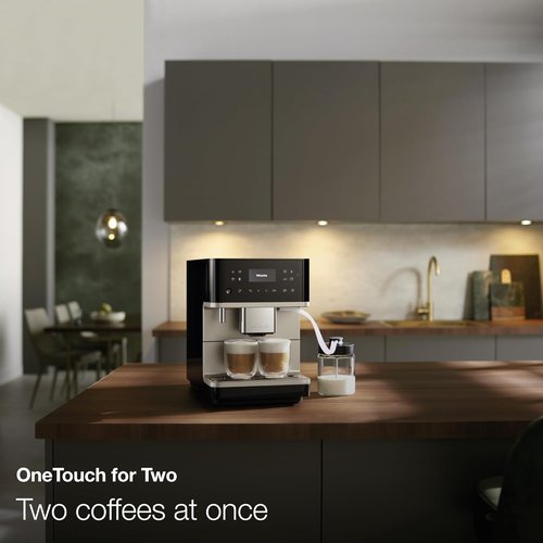 Miele CM 6360 MilkPerfection Automatic Coffee Machine - OneTouch for Two, WiFi-Enabled, Obsidian Black CleanSteel