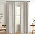 Skiennix 100% Blackout Curtains - Textured Faux Linen Drapes, 84" Long, 2 Panels Set, Beige