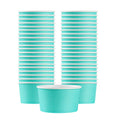 Restaurantware Coppetta 8 Ounce Dessert Cups, 200 Disposable Ice Cream Cups - Lids Sold Separately, Sturdy, Turquoise Paper FroYo Bowls, Striped, For Hot And Cold Foods, Perfect For Gelato